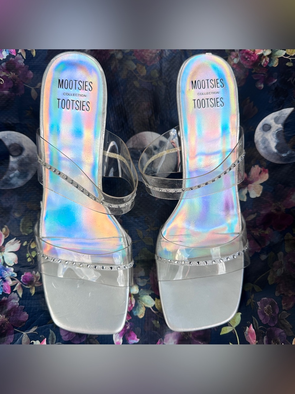 Mootsies Tootsies Vintage Y2K Clear and Silver Heels Sz 9 prom homecoming